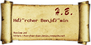 Hörcher Benjámin névjegykártya