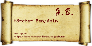 Hörcher Benjámin névjegykártya